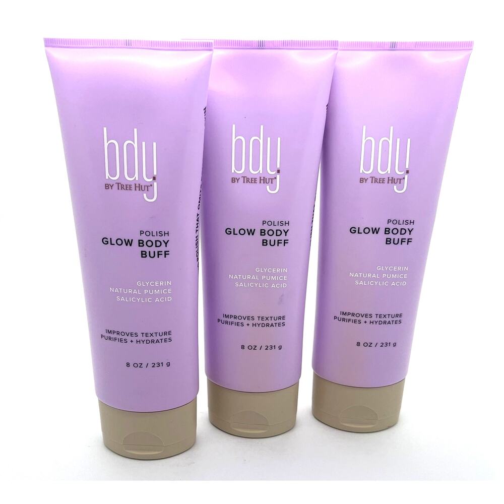 Lot of 3 - BDY by Tree Hut GLOW BODY BUFF 8 oz NEW Polish
